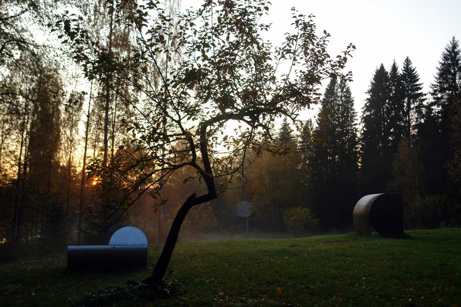 An aerial photo of the sculpture park.